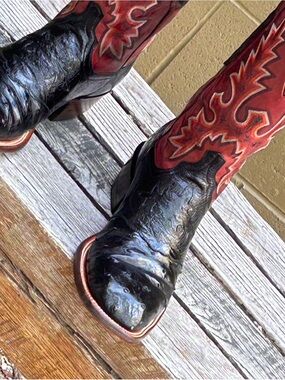 Vintage Lucchese Classics Ostrich & Elephant Western Boots- 8 2E - Old Line